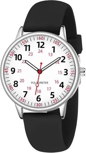 Vista 7 de Reloj de enfermera para mujer, resistente al agua, analógico, de silicona, con segundero, reloj de enfermería