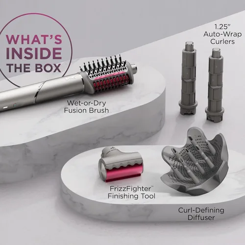 Vista 5 de Secador de pelo Shark FlexFusion con cepillo de pelo Fusion, difusor, estilizador de aire cerámico con rizadores auto-envolventes, placas