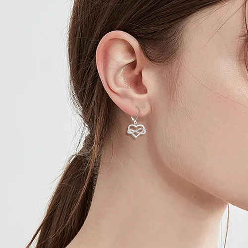 Vista 4 de JO WISDOM - Aretes colgantes de plata de ley 925 con circonita cúbica AAA