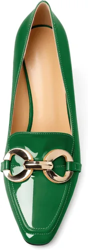 Vista 3 de Zamikoo Zapatos de tacón grueso para mujer, tacón alto, sin cordones, con hebilla de metal, puntera cuadrada cerrada, zapatos de vestir