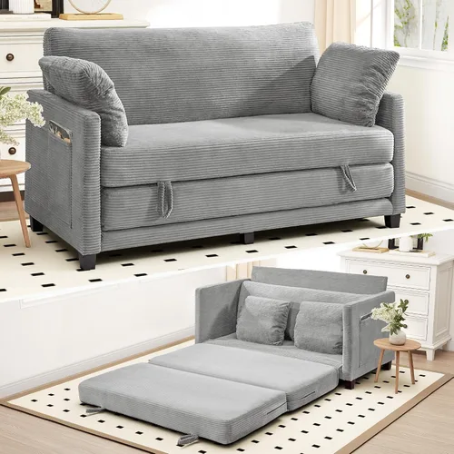 Vista 15 de Myroyalsit - Sofá cama convertible de 51 pulgadas, sofá cama plegable 2 en 1, sofá biplaza para espacios pequeños, con 2 cojines, para apartamento