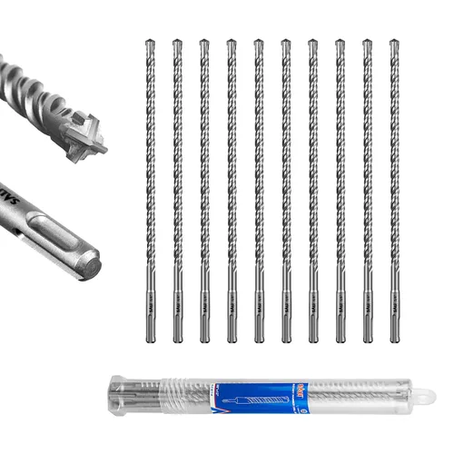 Vista 35 de SALI 10 brocas de martillo giratorio SDS Plus de 1/2 x 6 pulgadas, kit de broca para hormigón, material de carburo de doble rosca de tipo cruzado