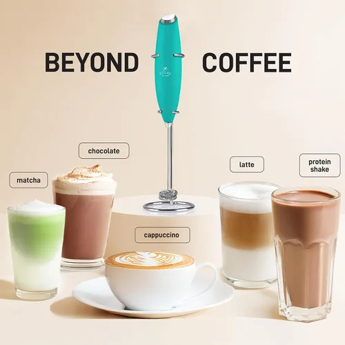 Vista 596 de Zulay Milk Boss Espumador de leche potente manual, hace espuma para latte, batidor para mezclar bebidas, café, miniespumador para capuchino, frappé
