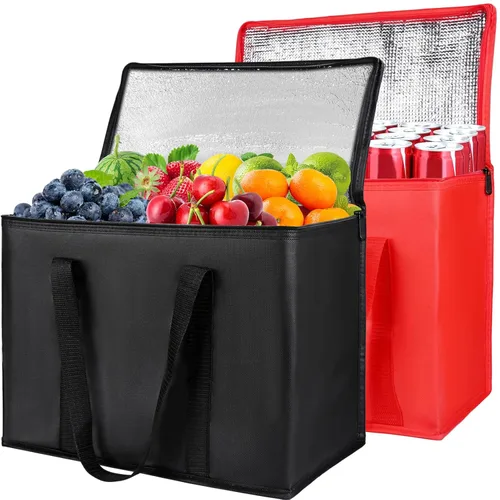 Vista 12 de Paquete de 1 bolsa aislada para entrega de alimentos con parte inferior dura, calentadores de alimentos comerciales XXXL para Uber Eats/Doordash