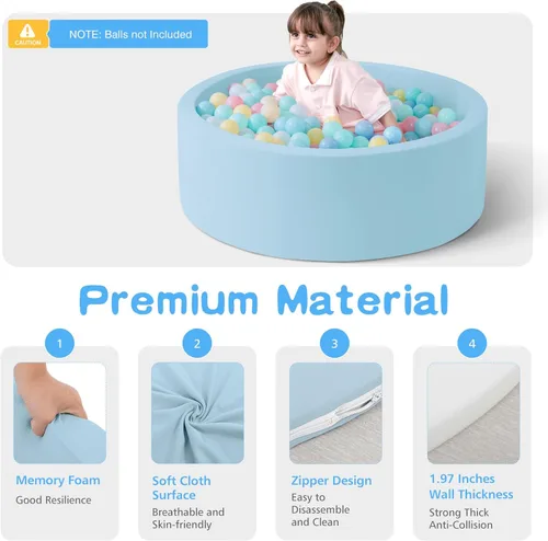 Vista 2 de SHJADE Piscina de pelotas de espuma para niños pequeños, 35.4"x 11.8" Piscina de pelotas para niños, Piscina de pelotas redonda suave para bebés