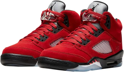 Vista 3 de Nike Air Jordan 5 Retro (GS) - Tenis unisex, para niños, color rojo universitarionegro-blanco, 5 años, BlancoGris Neutro-Partículas Gr