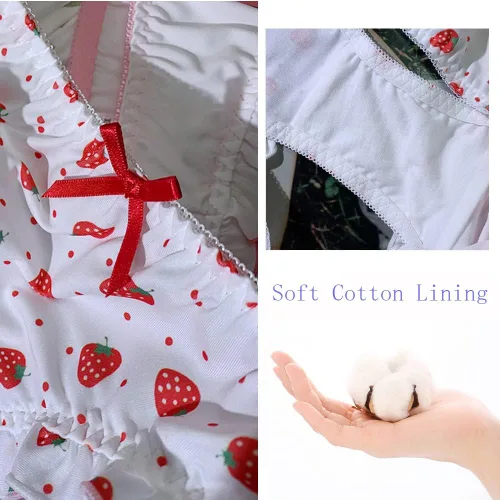 Vista 7 de Joyralcos Paquete de 2 bragas japonesas de Stawberry para bikini, ropa interior de anime para cosplay