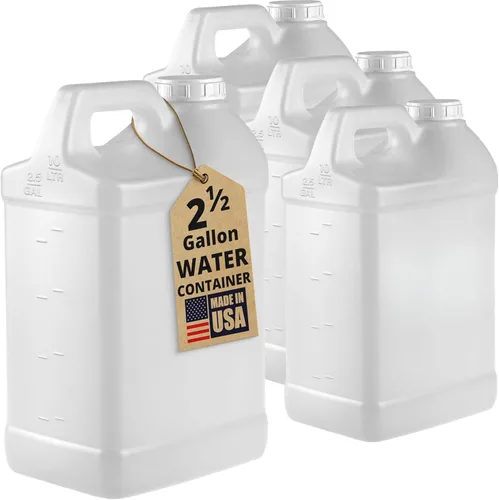 Vista 23 de kitchentoolz Jarra de 1 galón con tapa, jarra de plástico HDPE estilo F resistente para agua potable, campamento, almacenamiento de emergencia