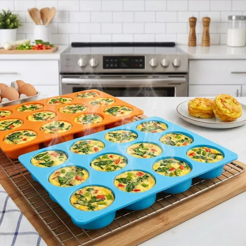 Vista 9 de 2 piezas de moldes de silicona para Oreo, molde redondo de silicona de 12 cavidades para galletas de chocolate LCCOWOT, molde para hornear