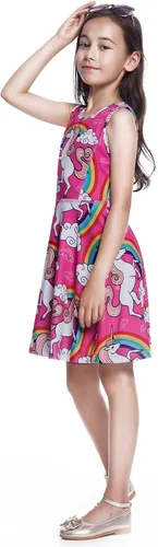 Vista 8 de Jxstar Vestidos sin mangas para niñas, ropa casual de verano para niños pequeños