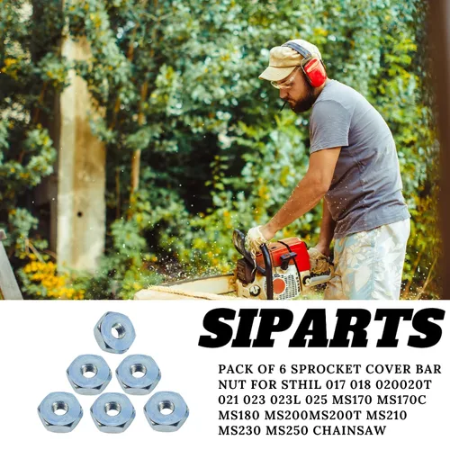Vista 3 de 6 tuercas de motosierra hexagonal de acero de aleación para motosierras STIHL MS170-MS660
