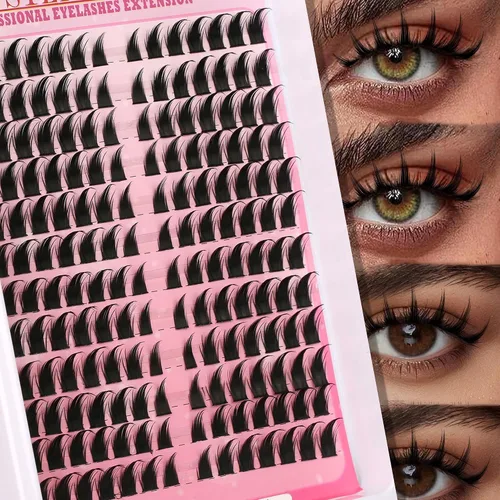 Vista 8 de Natural Lash Clusters Kit Wispy Lash Invisible Clear Band Cluster Eyelash Extensions Kit 8-16mm Individual Lashes Extension D Curl Eyelash Clusters