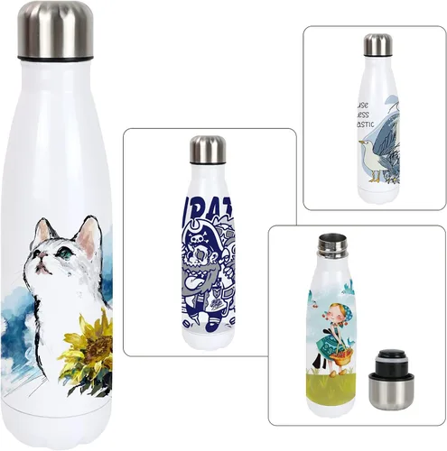 Vista 5 de 4 botellas de agua deportivas en blanco de 17 onzas con aislamiento de doble pared elegante con forma de cola aislada 4-pack 17oz sublimation