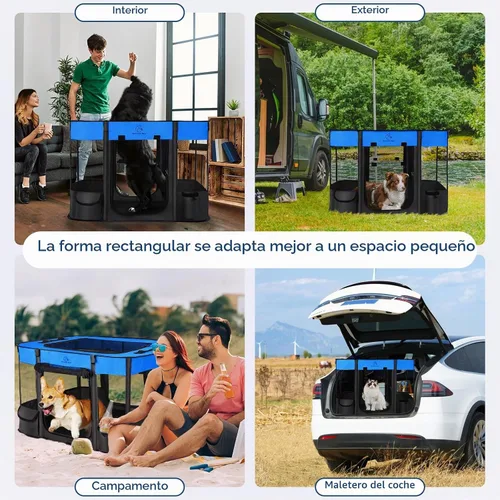 Vista 6 de Corralito para perros, corralito para mascotas, corralito plegable para cachorros y gatos, jaula de camping portátil para ejercicio, cubierta