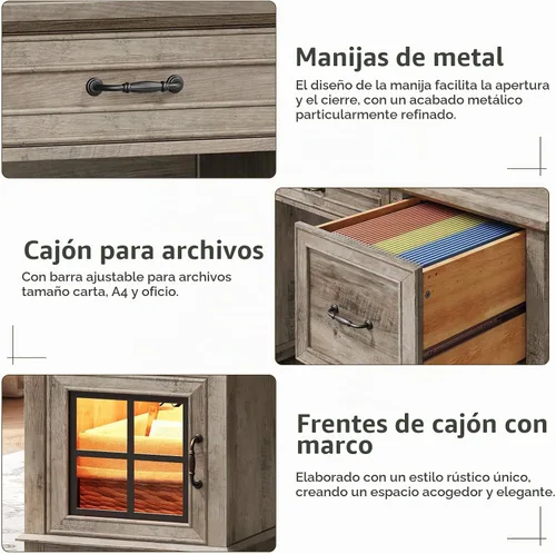 Vista 8 de RALGEND - Escritorio de granja de 58 pulgadas con cajones, escritorio