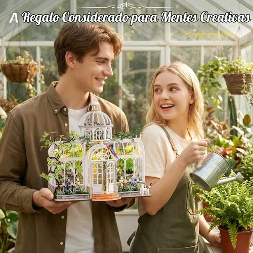 Vista 9 de Rolife Oxygen Oasis DIY Miniature Greenhouse Kit Creative Gift for Adults