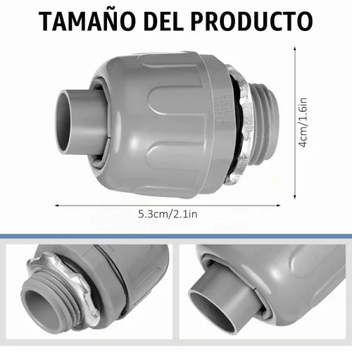 Vista 2 de Maitys Conector hermético de líquido de 1/2 pulgada, accesorios de conducto eléctrico de PVC, conector de conducto flexible recto de 180 grados