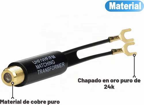 Vista 2 de Ancable 75 ohmios a 300 ohmios adaptador chapado en oro, transformador