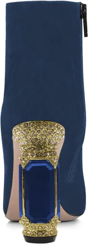 Vista 20 de FSJ Botas de tacón alto con punta puntiaguda para mujer, con tacón alto, con cremallera lateral brillante, estilo casual, para uso diario, zapatos