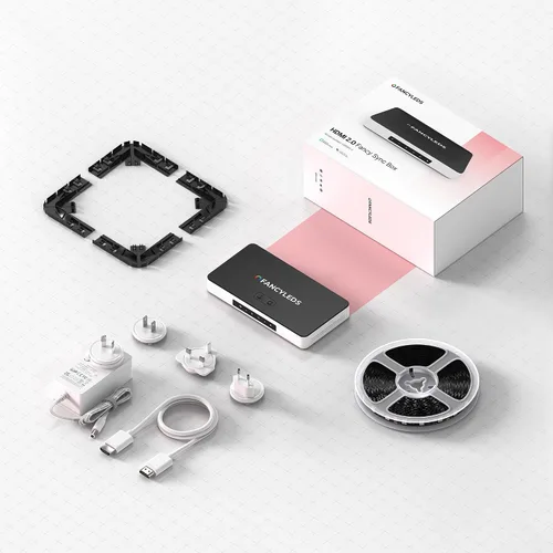 Vista 2 de Caja de sincronización Fancy Sync Box para retroiluminación ambiental de TV, compatible con HDMI 2.0 para todos los tamaños de TV Fancyleds