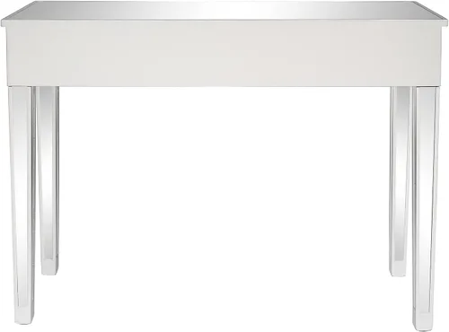 Vista 7 de Mesa de tocador plateada con 3 cajones, acabado de cajón de diamante brillante, mesa auxiliar de espejo para pasillo, sala de estar, tocador