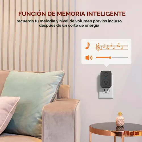 Vista 7 de AIDA - Timbre inalámbrico, timbre autoalimentado con tomacorriente adicional, botón de presión sin necesidad de batería, timbre de puerta Negro