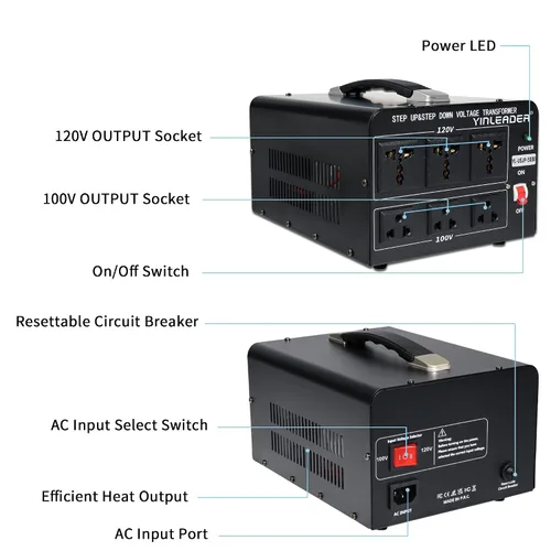 Vista 13 de 500W US al convertidor de voltaje de Japón 120V a 100V transformador reductor