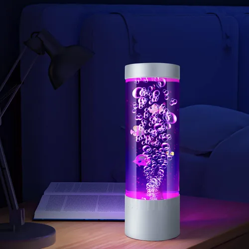 Vista 4 de Lámpara de pez de burbujas, lámpara de tubo de burbujas sensorial, pecera artificial con peces en movimiento, para iluminar tu vida como una
