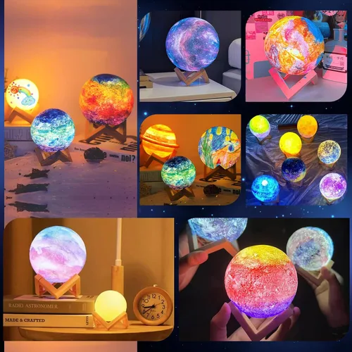 Vista 7 de Minleway Kit Recargable de Pintura para Hacer tu Propia Lámpara de Luna con 16 Colores, Kit de Artes y Manualidades para Niños, Mujeres, Niñas