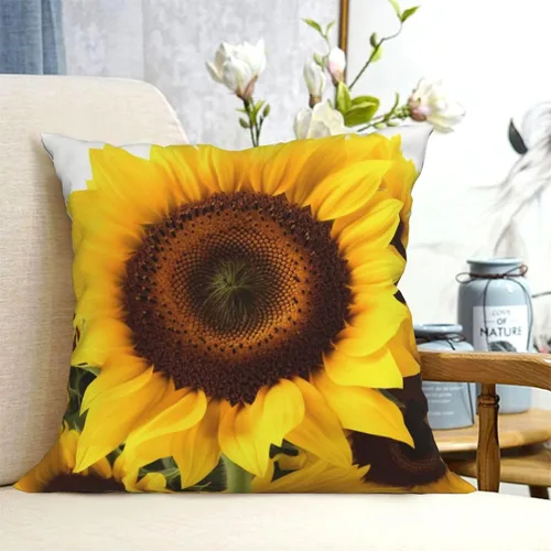 Vista 6 de Funda de cojín cuadrada suave con estampado de girasol, funda de cojín para decoración del hogar, sala de estar, cama, sofá automóvil, 16 x 16