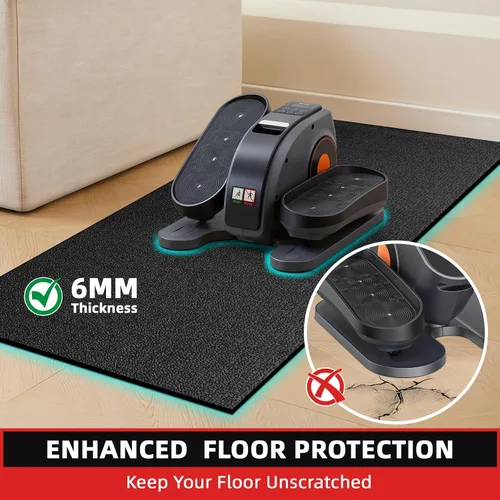 Vista 5 de Tapete para caminadora, 7'x3'/6'x3'/6'x2.5'/5.6'x2'/4'x2', 6mm de grosor, alfombrilla de equipo de ejercicio para gimnasio para piso de madera negro