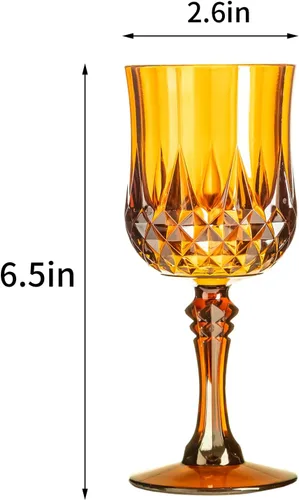 Vista 7 de XKXKKE 12 Piezas de Vasos de Vino de Plástico Ámbar, Vasos de Agua de Plástico para Fiestas, Vasos de Beber con Pie para Recepción de Boda