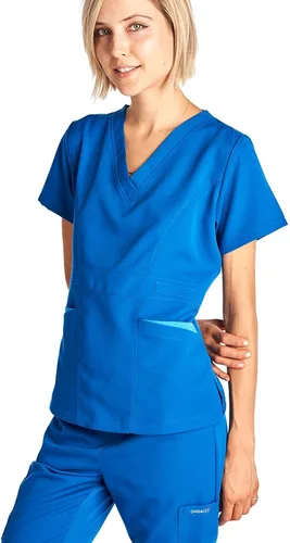 Vista 4 de Dagacci uniforme médico elastizado ultrasuave con bolsillo delantero, para mujer