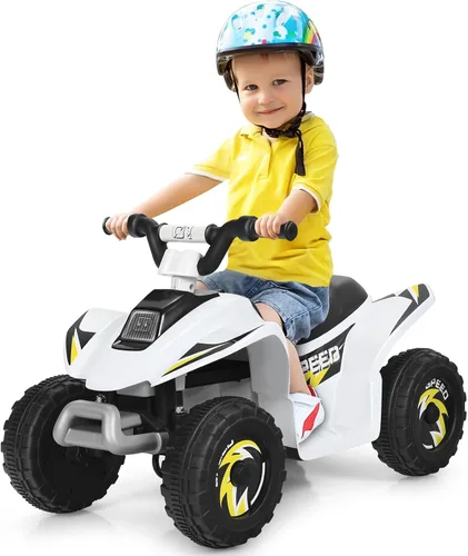 Vista 9 de DORTALA ATV para niños, auto motorizado de juguete alimentado por batería de 6 V, ruedas antideslizantes, Quad eléctrico de 4 ruedas para niños de 3