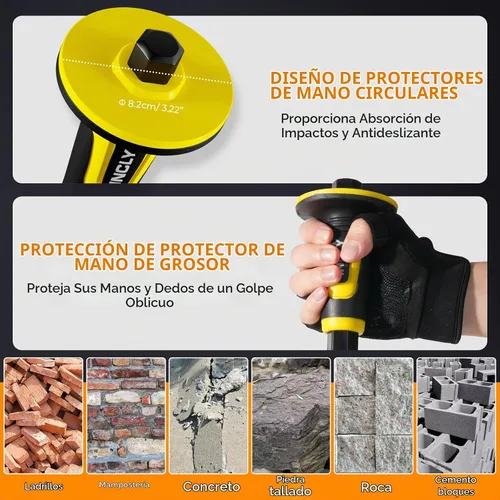 Vista 7 de INCLY Juego de cinceles de mampostería de 3 piezas con protector de mano
