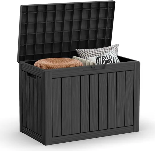 Vista 19 de EasyUp - Caja de almacenamiento para exteriores de 50 galones, impermeable, con cerradura 2-Gris