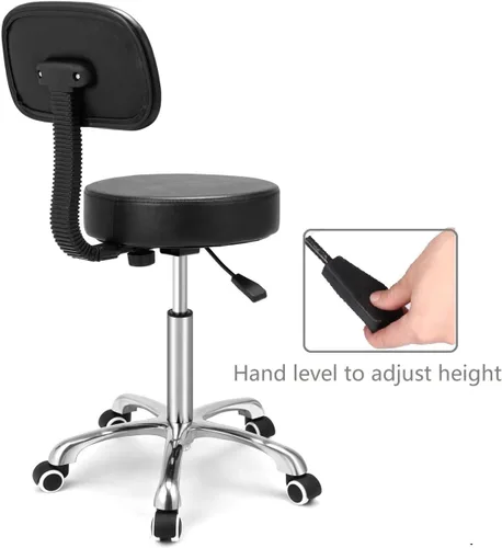 Vista 7 de Kaleurrier Taburetes rodantes con respaldo, silla giratoria ajustable resistente para peluquería, salón de belleza, cocina, bar, mostrador médico