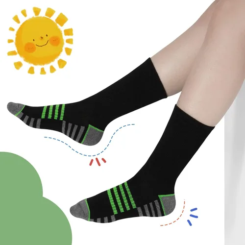 Vista 6 de Comfoex Calcetines largos atléticos para niños de 4 a 10 años con suela acolchada, 6 pares