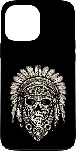Vista 23 de iPhone 16 Skull, sombrero jefe nativo, capó de guerra, indios, caso del tocado