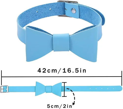 Vista 7 de Gargantilla punk de cuero con lazo de poliuretano, collar gótico, para mujeres y niñas