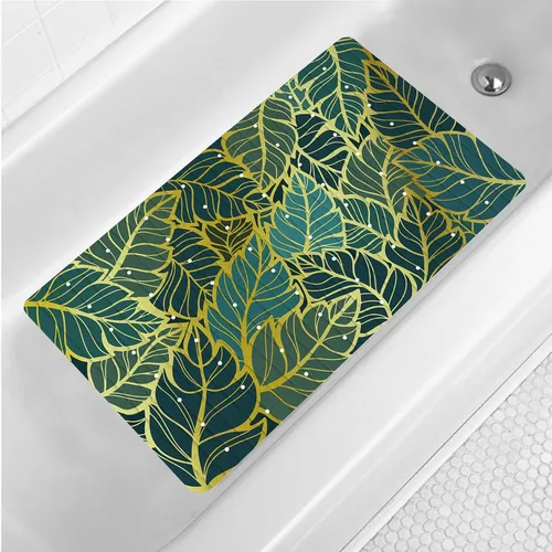 Vista 9 de Tapete de baño floral bohemio morado antideslizante con flores abstractas para ducha, tapete de baño botánico para bañera con ventosas y agujeros