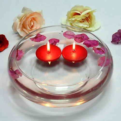 Vista 4 de Zest Candle Velas flotantes de 24 piezas, 2.25 pulgadas, color rojo