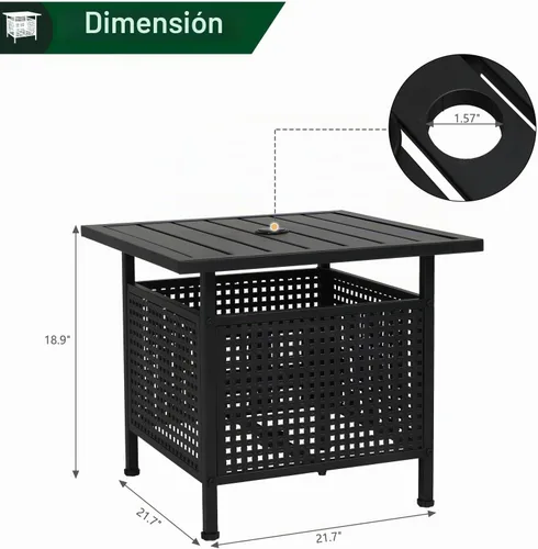 Vista 8 de VINGLI Mesa auxiliar para exteriores con sombrilla de patio de 7.5 pies, mesa de patio pequeña con agujero para sombrilla de 1.57 pulgadas, altura