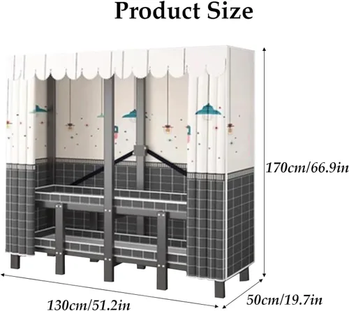 Vista 2 de large closets Folding Wardrobe Closet Thicken Metal Clothes Closet Saves Space Closets for Bedroom with Hanging Rods Portable Closet Space-saving