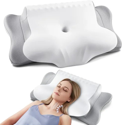 Vista 11 de DONAMA Almohada cervical del cuello del durmiente lateral de la capa doble Gris