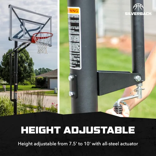 Vista 3 de Silverback NXT. Canasta de baloncesto en tierra de 152 cm con tablero de altura ajustable y diseño QuickPlay NXT 60