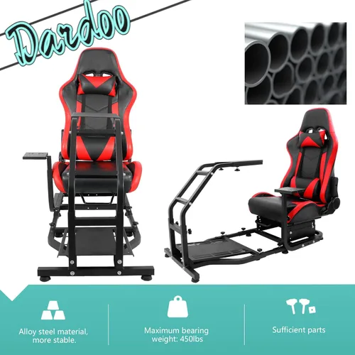 Vista 3 de Dardoo Driving Simulator Cockpit With Red Seat Adjustable Fits for Logitech G25 G27 G29 G920 G923 Thrustmaster T300 Fanatec Racing Steering Wheel