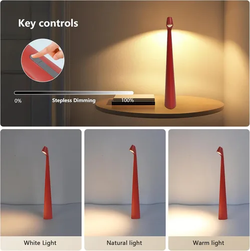 Vista 5 de Lámpara de mesa LED portátil de 3 niveles de brillo, batería recargable de hasta 48 horas de uso, luz nocturna para guardería de niños, lámpara