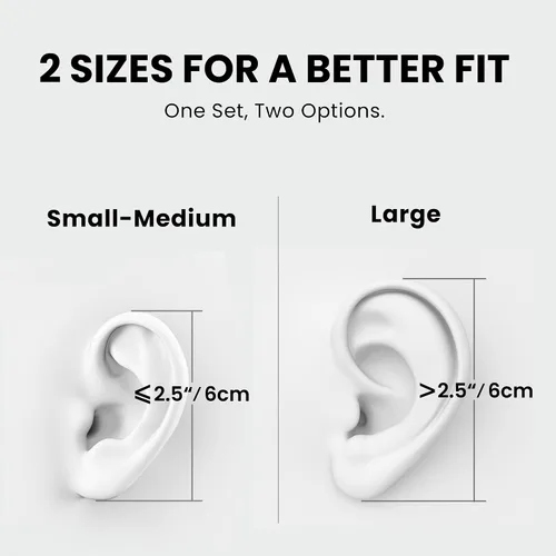 Vista 7 de Avantree Resolve (Tamaños Pequeño y Grande) – Pack de 2 Auriculares de botón con cable de oído abierto con micrófono en línea, ajuste cómodo