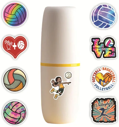 Vista 2 de Deportes: paquete de calcomanías de voleibol, 50 calcomanías motivacionales para botellas de agua, calcomanías de vinilo impermeables para Hydro